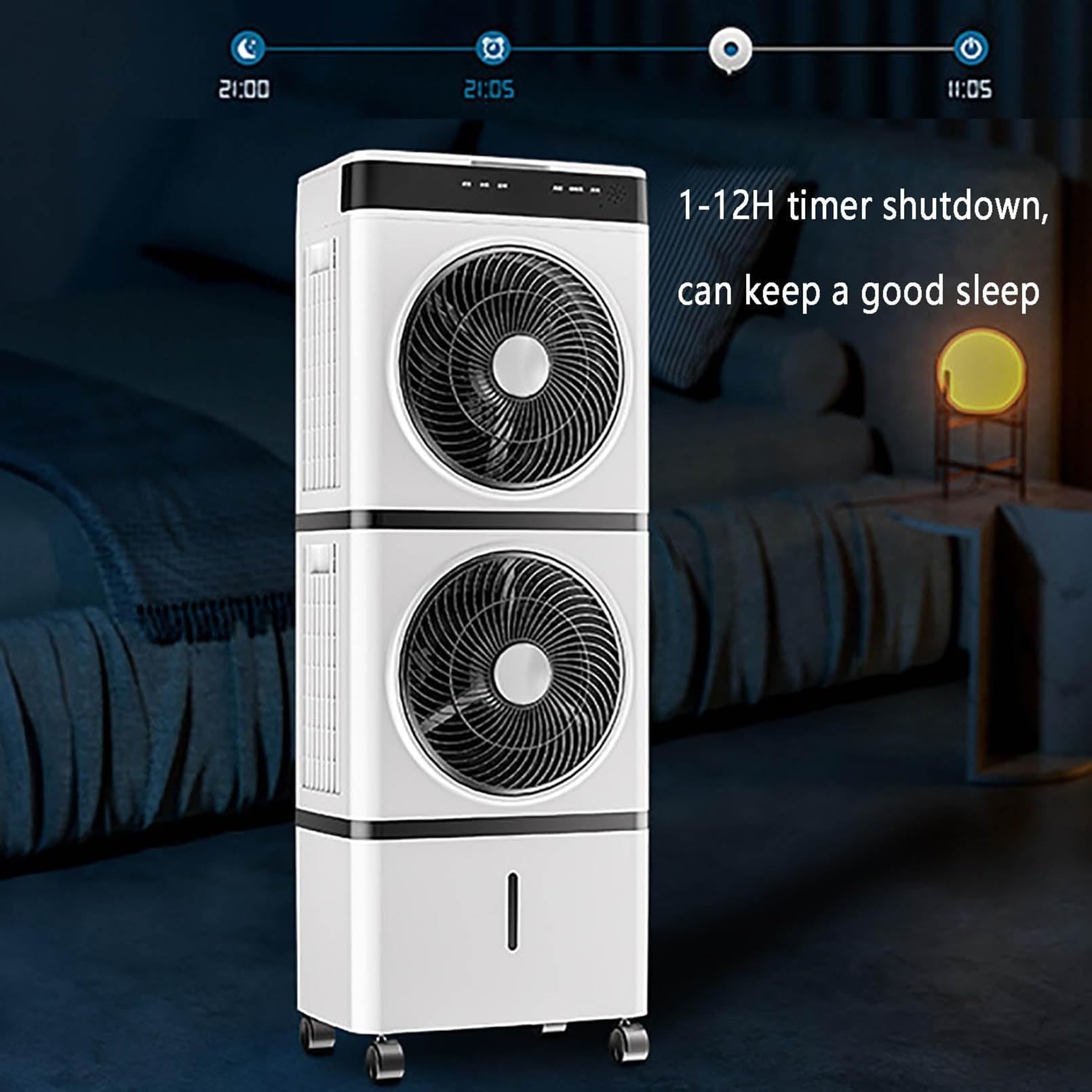 Raffreddatore d'aria evaporativo, condizionatori d'aria portatili, ventilatore raffreddante oscillante con 3 velocità, timer 12H, telecomando, raffreddatore d'aria per camera da letto e home