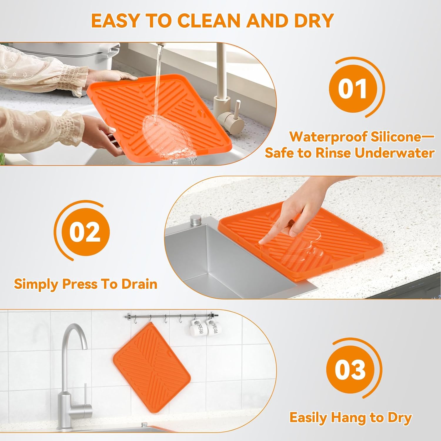 Silicone Griddle Tool Mat for Blackstone Side Shelf Griddle Utensil Holder BBQ Grill Silicone Utensil Rest Blackstone Spatula Holder Drip Tray Grill Accessories for Outdoor Grill Tools Orange 12x16" - Image 7