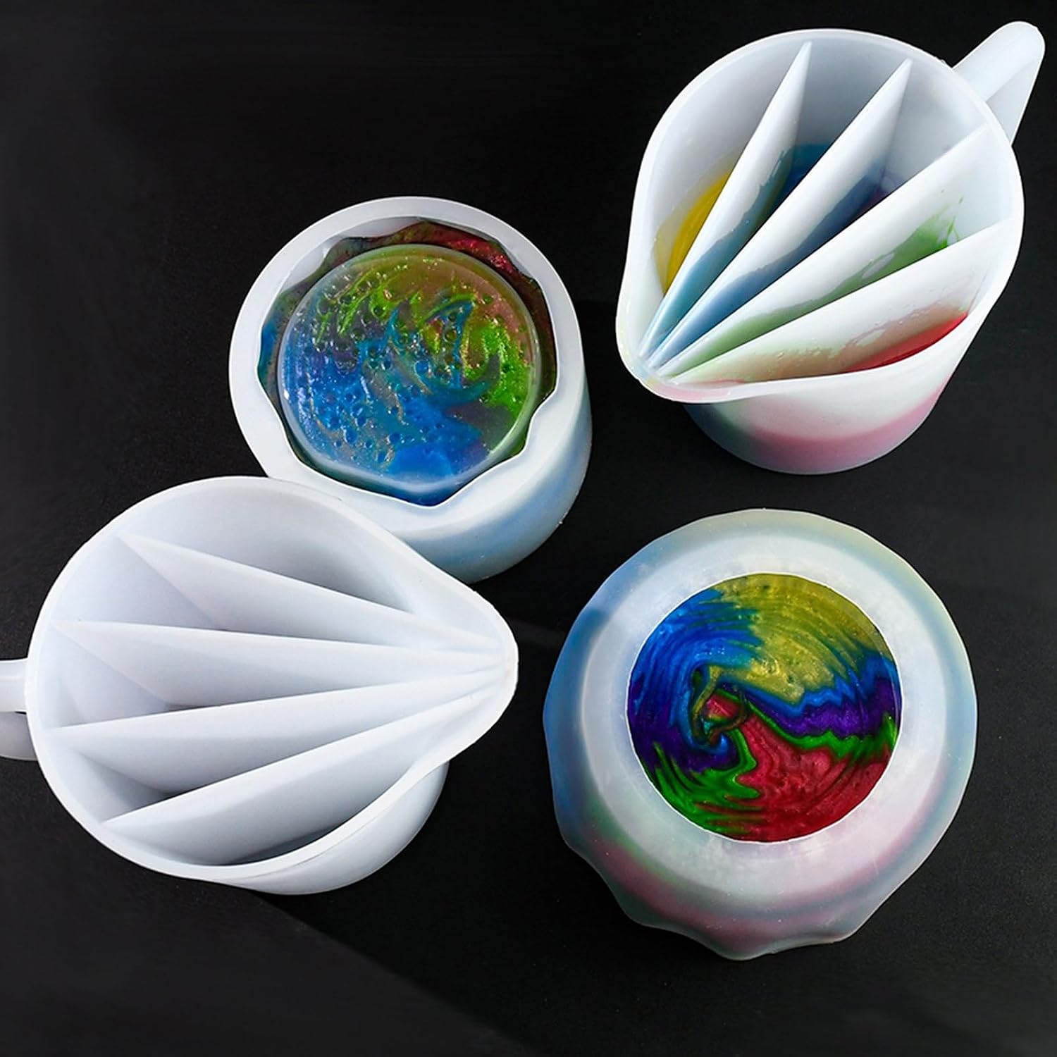 Silicone Split Cup Silicone Mixing Cup with 5 Compartment Paint Pouring Cups Making Tool for Artists and Modeling Clay Mixing Cup