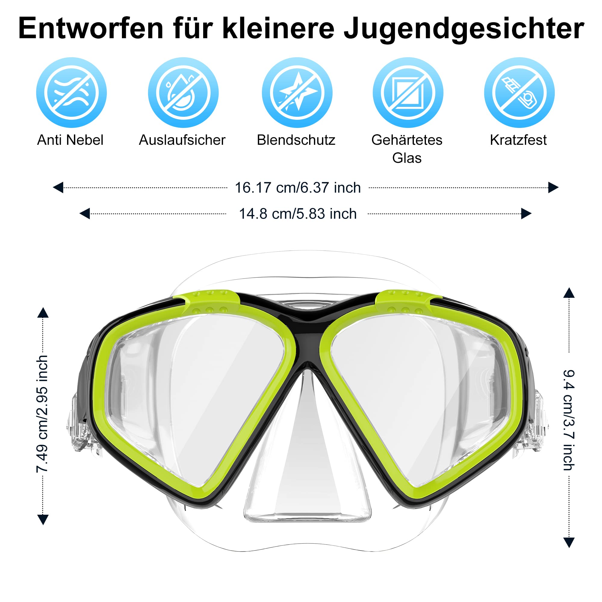 Set De Snorkel Para Adultos Hiipeak - Máscara Panorámica Antivaho Y Tubo Seco
