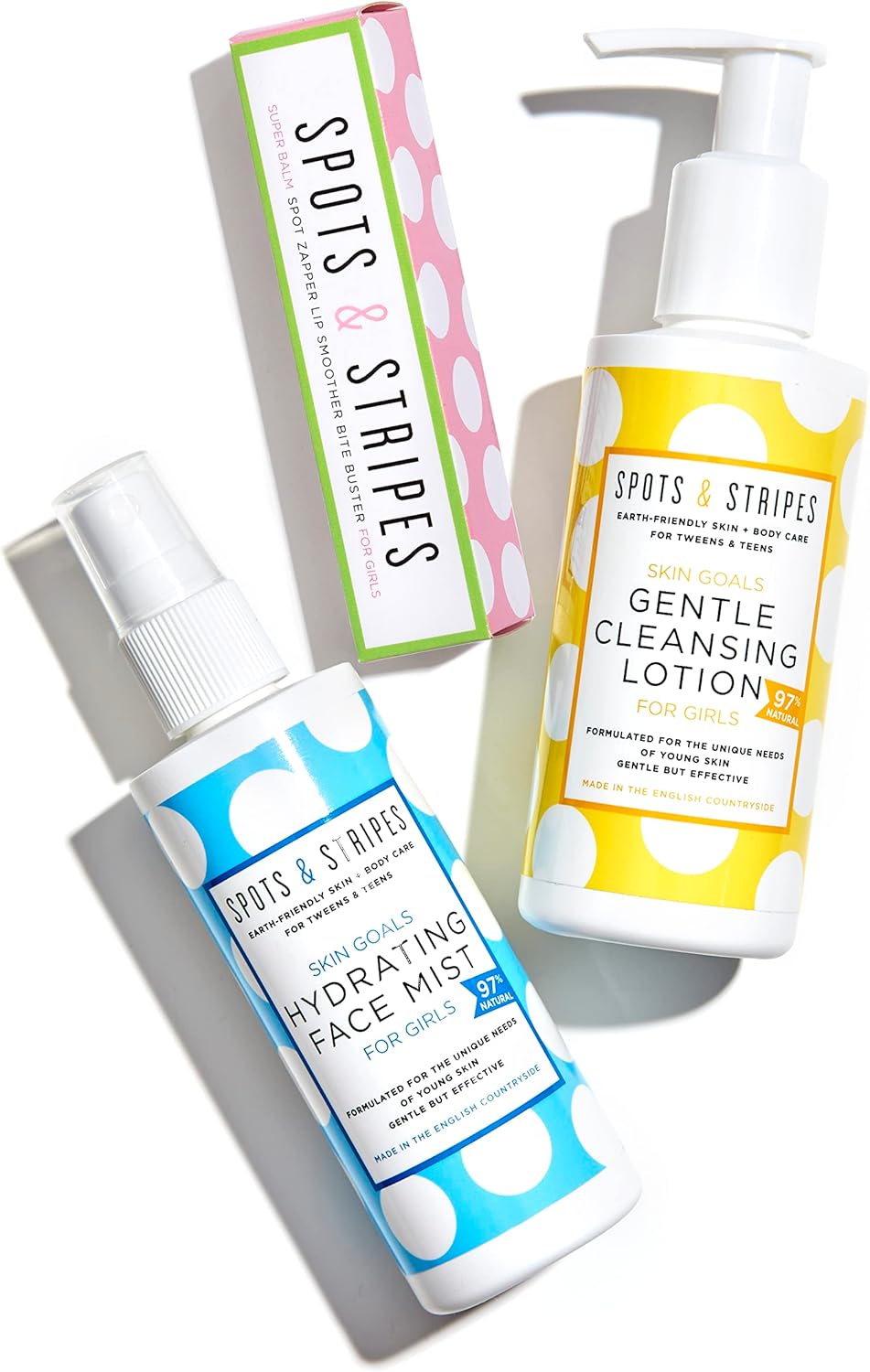 Spots & Stripes – Teen Skincare Essentials for Girls, Effective and Natural Supplies for Teen and Young Skin, with Virgin Coconut, Niaouli and Aloe Vera, Super Soft, Combats Pimples