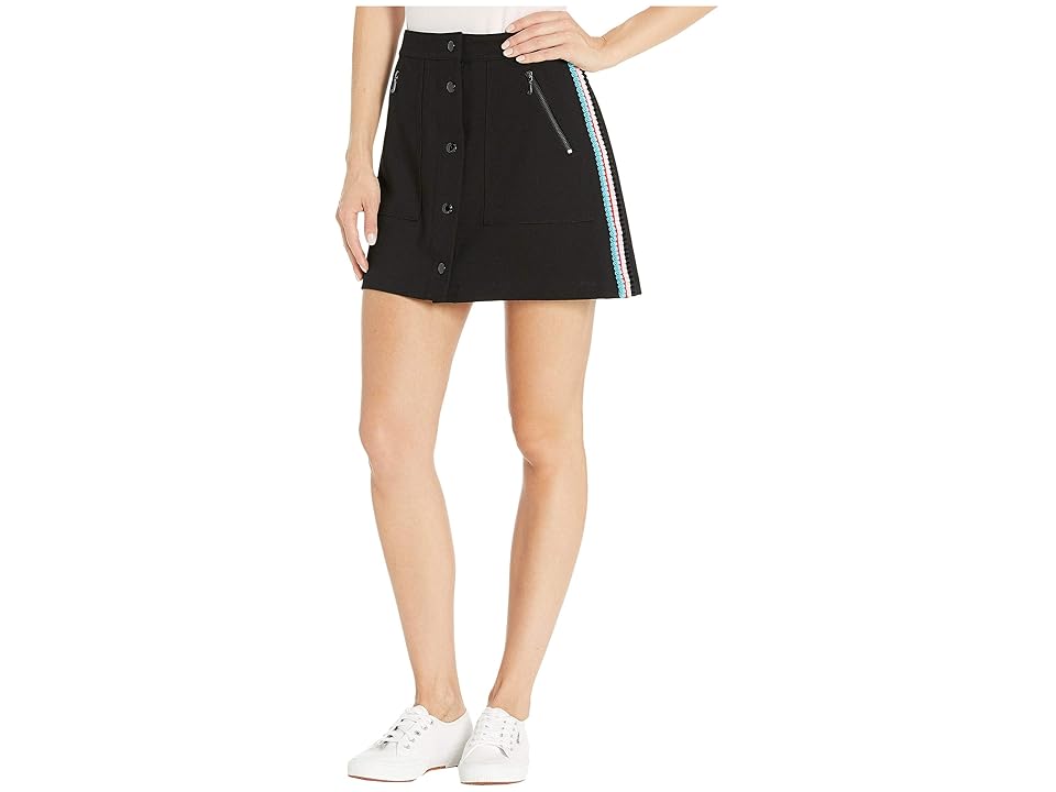 

Juicy Couture Ponte Fabric Knit Button Up Skirt (Pitch Black) Women's Skirt