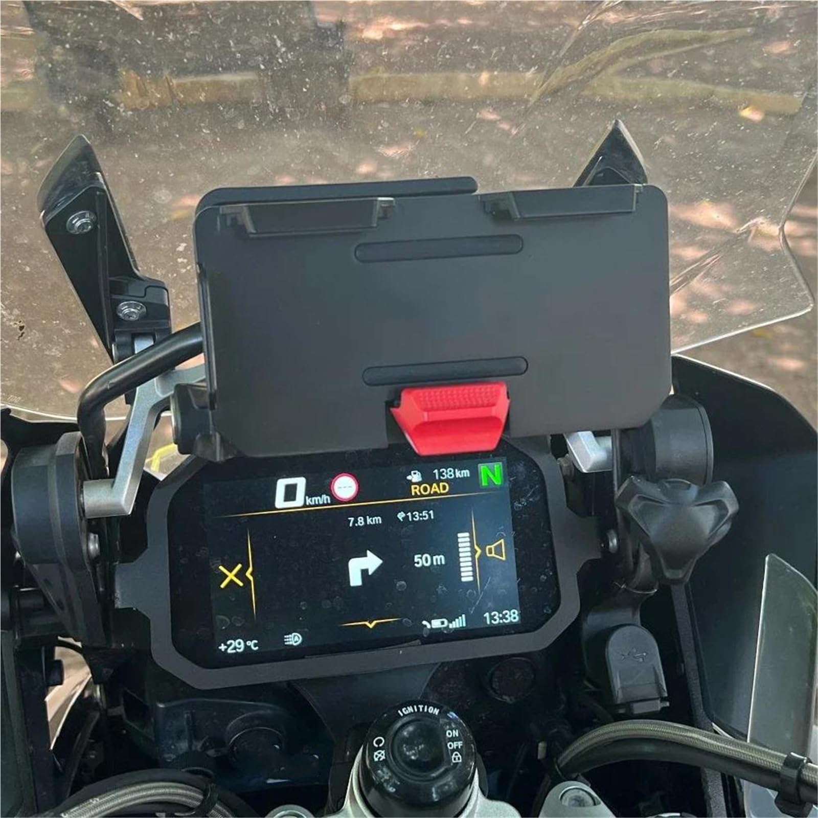 Accessori Moto Supporto Per Telefono Caricatore Wireless USB Ricarica Rapida Per BMW R1300GS R1300 GS R 1300 R1300gs staffa navigazione(rosso)