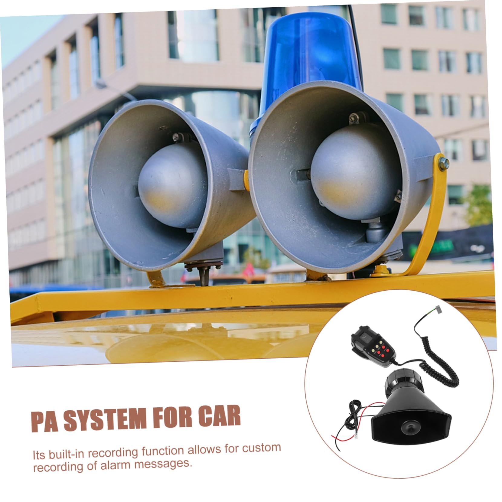 MAGICLULU Clacson per Auto e Camion 12v, Sirena 7 Toni Registrazione Messaggio, Plastico Nero, per Allarme Veicolo e Uso Quotidiano