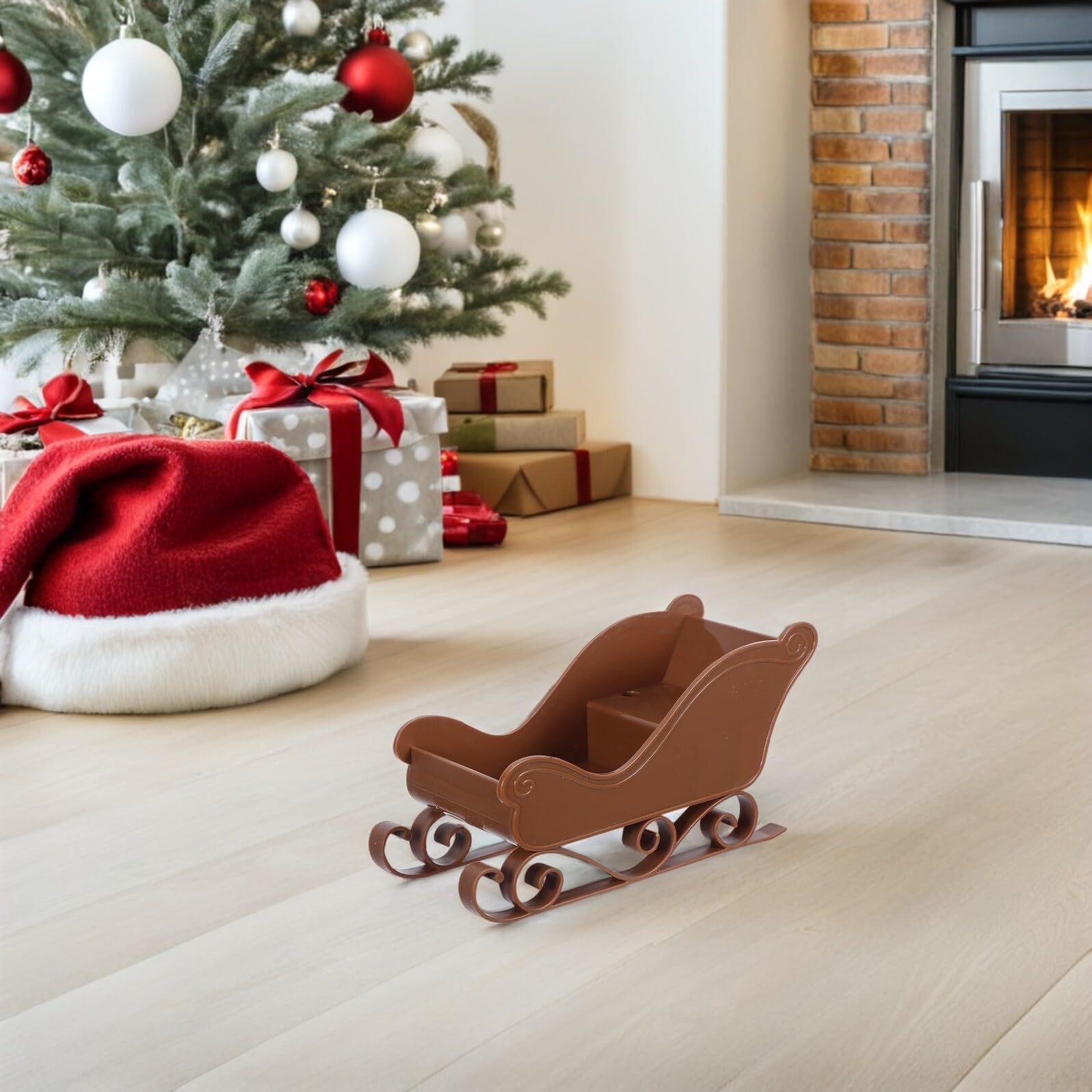 SHINEOFI 3 Piezas Decoración de Trineo Navideño Mini para Mesa de Navidad Adornos de Escritorio de Trineo de Navidad Material Resistente para Decoración de Ventana