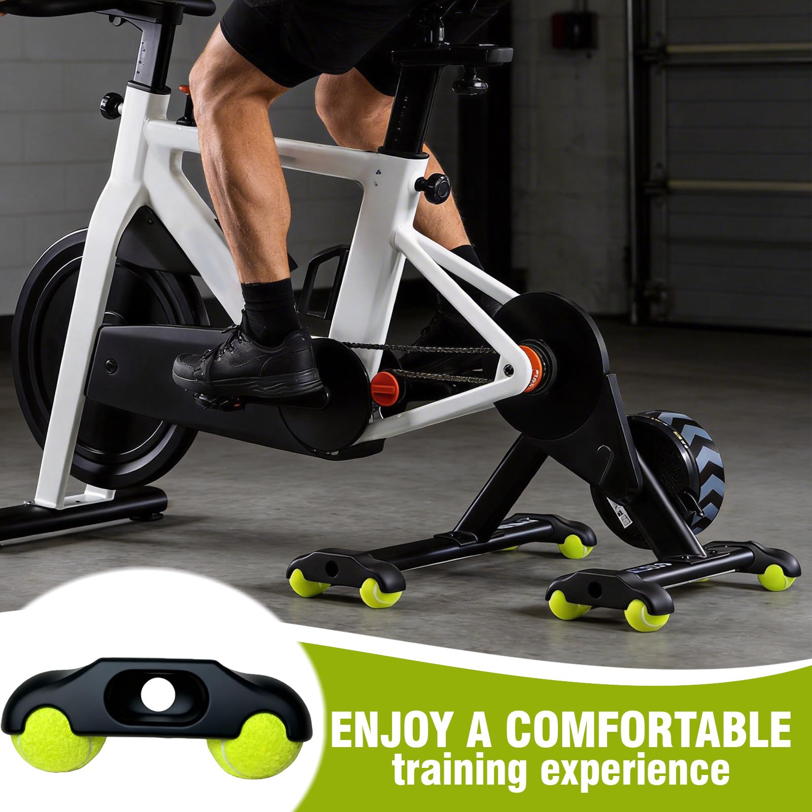 MeYuxg 4 Pieds Rocker Plate Feet avec 8 Balles de Tennis,Adaptateur de Pieds de Bascule à vélo à l'intérieur, Rocker Plate Feet Portable pour Wahoo Kickr Core 2,Home Trainer,Zwift Ride