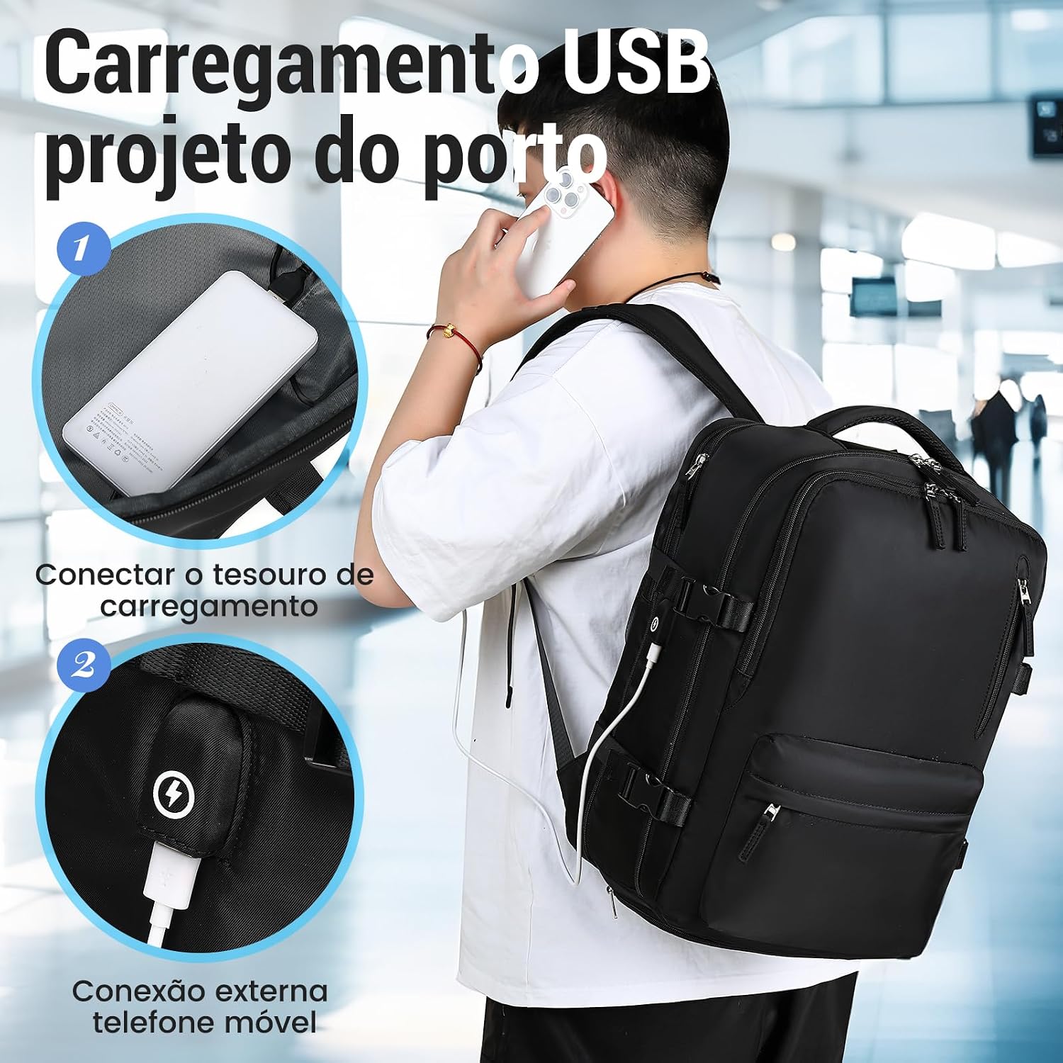 Mochila de Viagem Expansivel Grande Masculina Feminina,Mochila Avião Notebook Bolsa de Sapato,Executiva,Antifurto,Reforçada,USB,Impermeável,Escolar,Faculdade,Trabalho,Presente Mochila de Viagem Expansivel Grande Masculina Feminina,Mochila Avião Notebook Bolsa de Sapato,Executiva,Antifurto,Reforçada,USB,Impermeável,Escolar,Faculdade,Trabalho,Presente