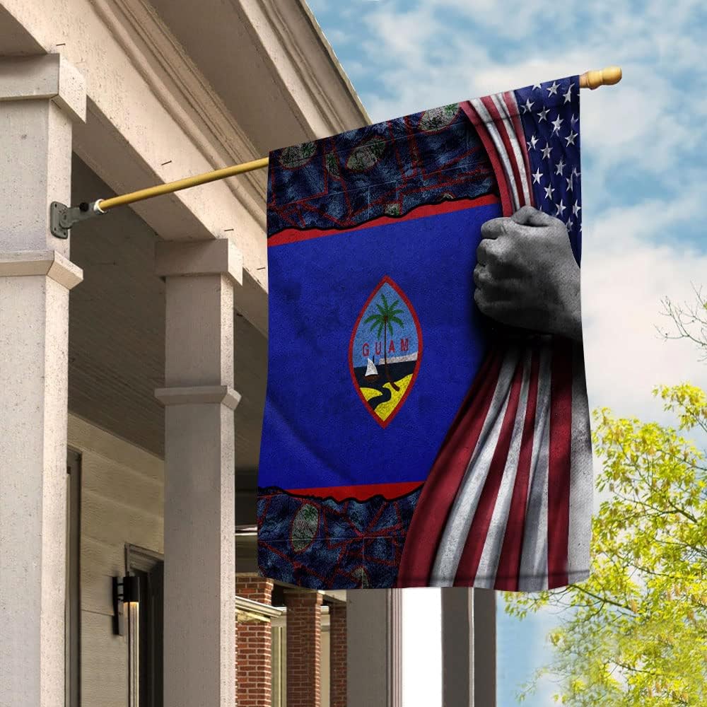 Hand Pulling Flag Guam American Flag Guamanian Root Patriot Mens Women House Flag (29.5" x 39.5")-USA Flags Premium Polyester-Decorative Indoor Outdoor Flag