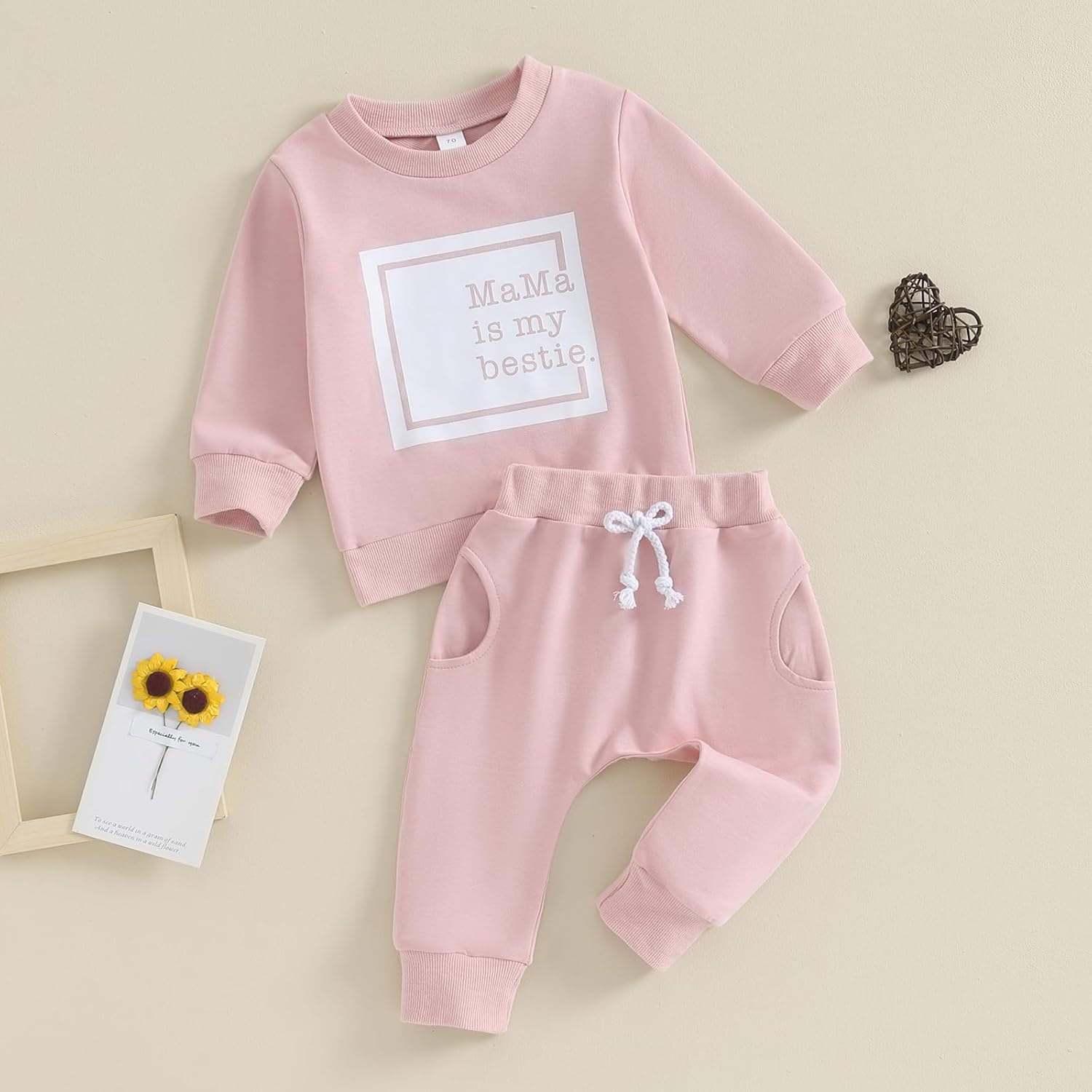 Sejardin Toddler Baby Girl Clothes Long Sleeve Letter Print Sweatshirt and Stretch Jogger Pants Newborn Fall Winter Outfit - Image 2