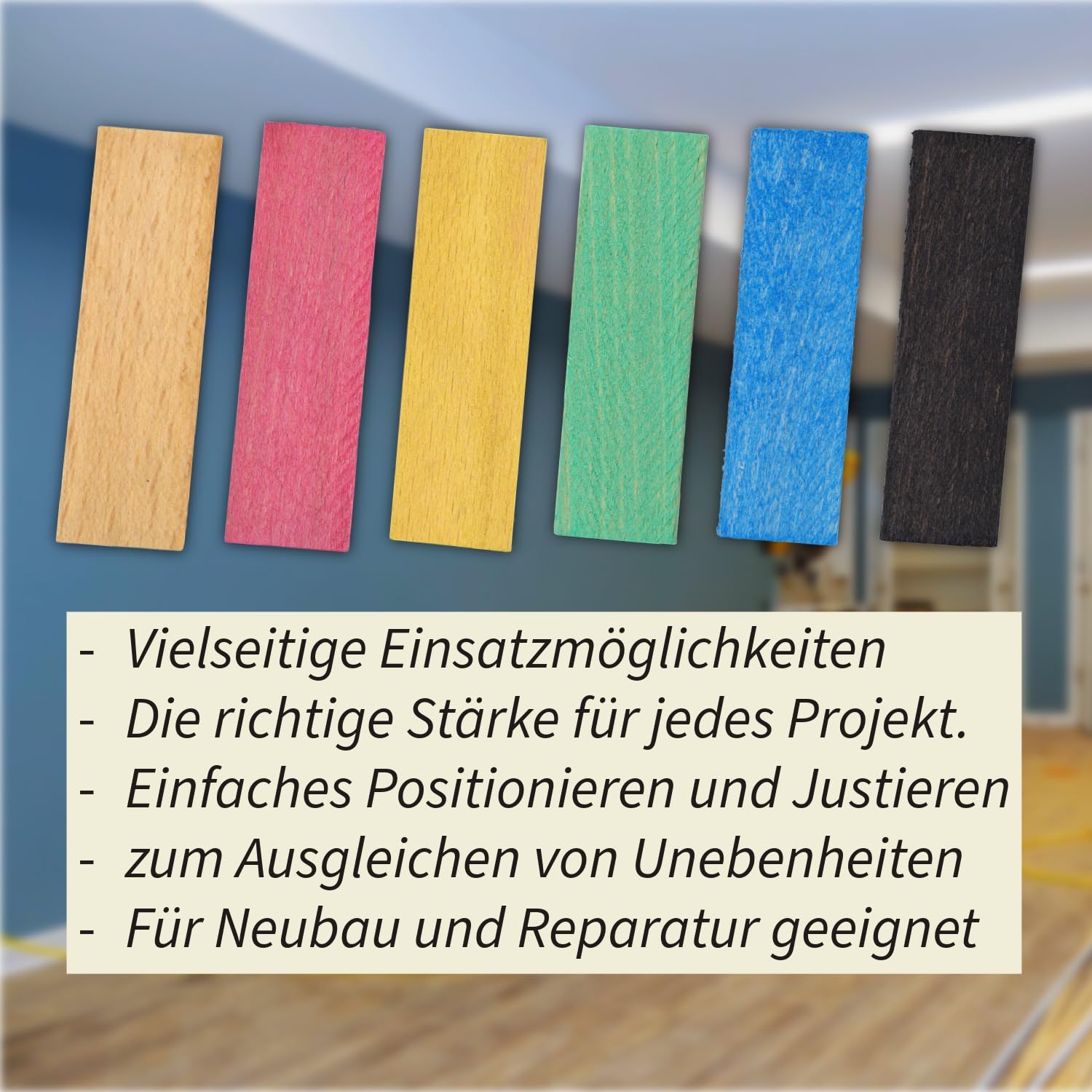 SILISTO Holz-Verglasungsklötze 80x24x1-6mm, 600 Stück im Sparset - Abstandhalter, Unterlegplatten, Distanzklötze, Trageklötze aus Buchenholz (Hartholz)