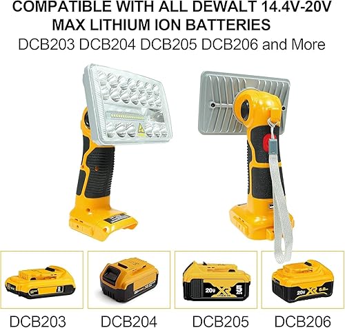 Miniatura 2 de Linterna para batería Dewalt de 20 V, luz de trabajo de 20 V, reflectores portátiles de 18 W 2000 LM y proyector con puerto de carga USB