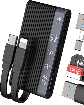 SD Card Reader for iPhone 17 16 14 Pro Max 6in1 USB C Lightning to TF OTG Cable Charger Adapter Digital Camera Micro SD Memory Stick Photography Accessories for Ipad Compatible with Samsung