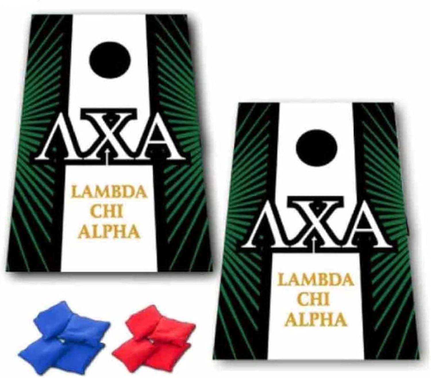 VictoryStore Cornhole Games - Lambda Chi Alpha Cornhole Bag Toss Game - Starburst and Stripe - 8 Bags Included