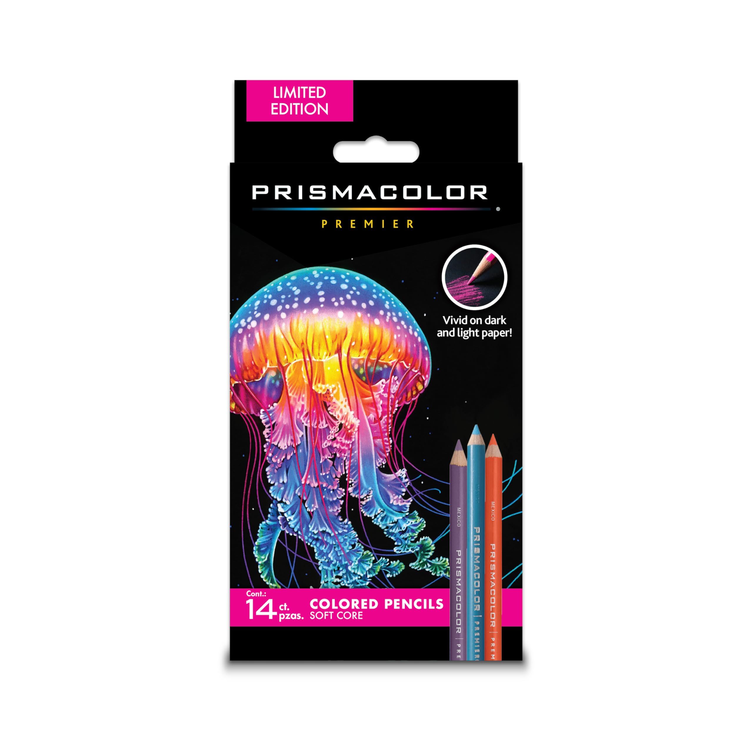 Prismacolor Premier Colored Pencils, Soft Core, Assorted Colors for Dark Paper, Limited Edition, 14 Count - Adult Coloring, Drawing, Creative, Art