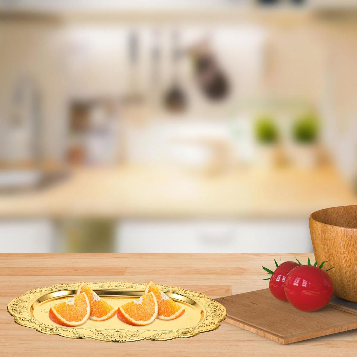 Golden Oval Zinc Alloy Jewelry Tray for Desktop Organization and Display image 5