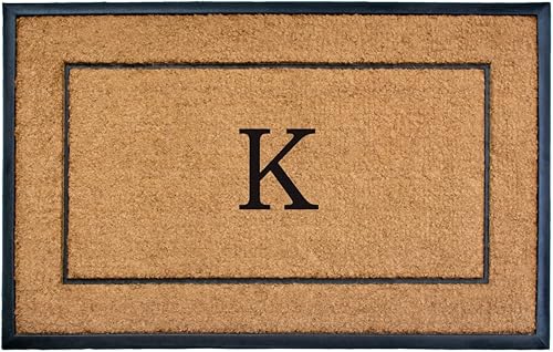 Calloway Mills 101633048K - Felpudo rectangular con monograma general, color natural y negro, letra K