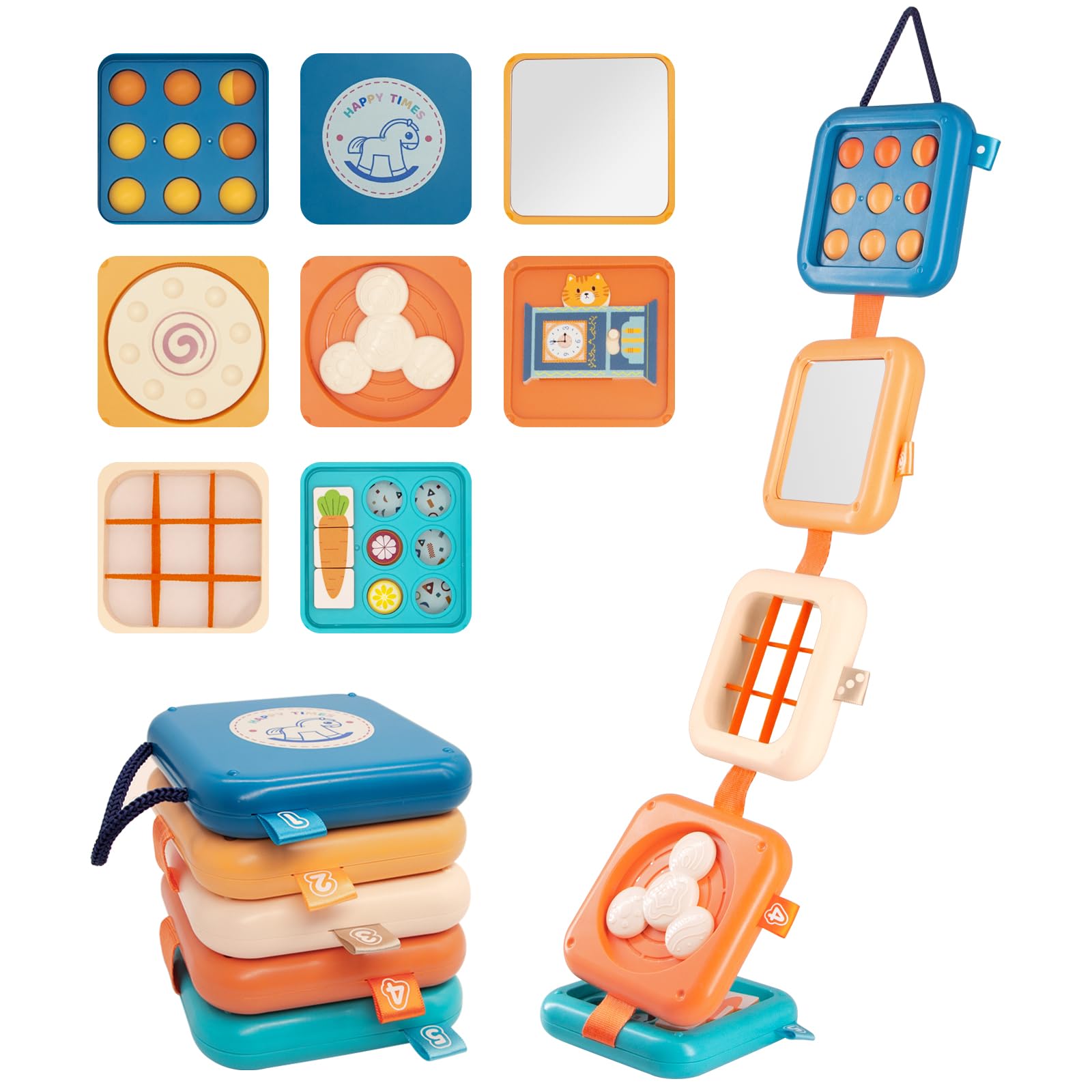 BESCOST Busy Board Montessori, Juguetes para Apilar y Encajar, Juguete para Bebé Más de 18 Meses, Juguetes Educativos Motricidad Fina, Juguetes Regalos para Niños Niñas Cumpleaños Navidad