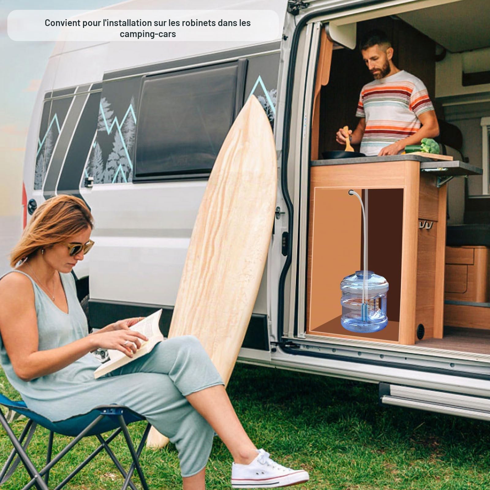 Pompe à Eau Submersible 12 V 600 L/H, 5m Lift Ultra Silencieuse Pompe D'eau Douce avec Tuyau en Silicone de 5m, pour Caravane, Camping-car, Yacht, Bateau, etc.