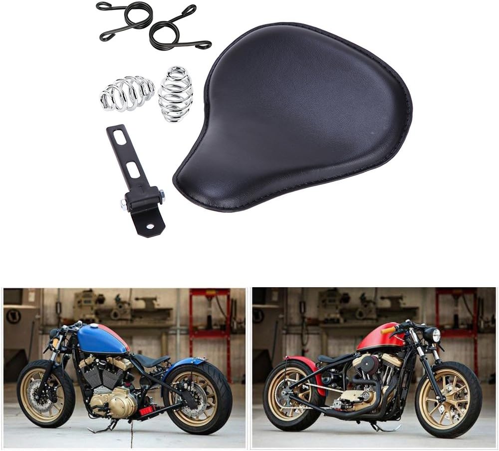 Motorcycle 13" Cushion Softail Spring Bracket Seat for Harley Suzuki Yamaha Bobber-Black