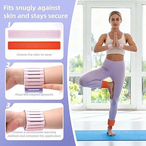 Miniatura 8 de Pesas de muñeca, pesas de tobillo para mujeres y hombres, paquete de 2 (1.1 libras cada uno), diseño magnético ultrafino ajustable, silicona