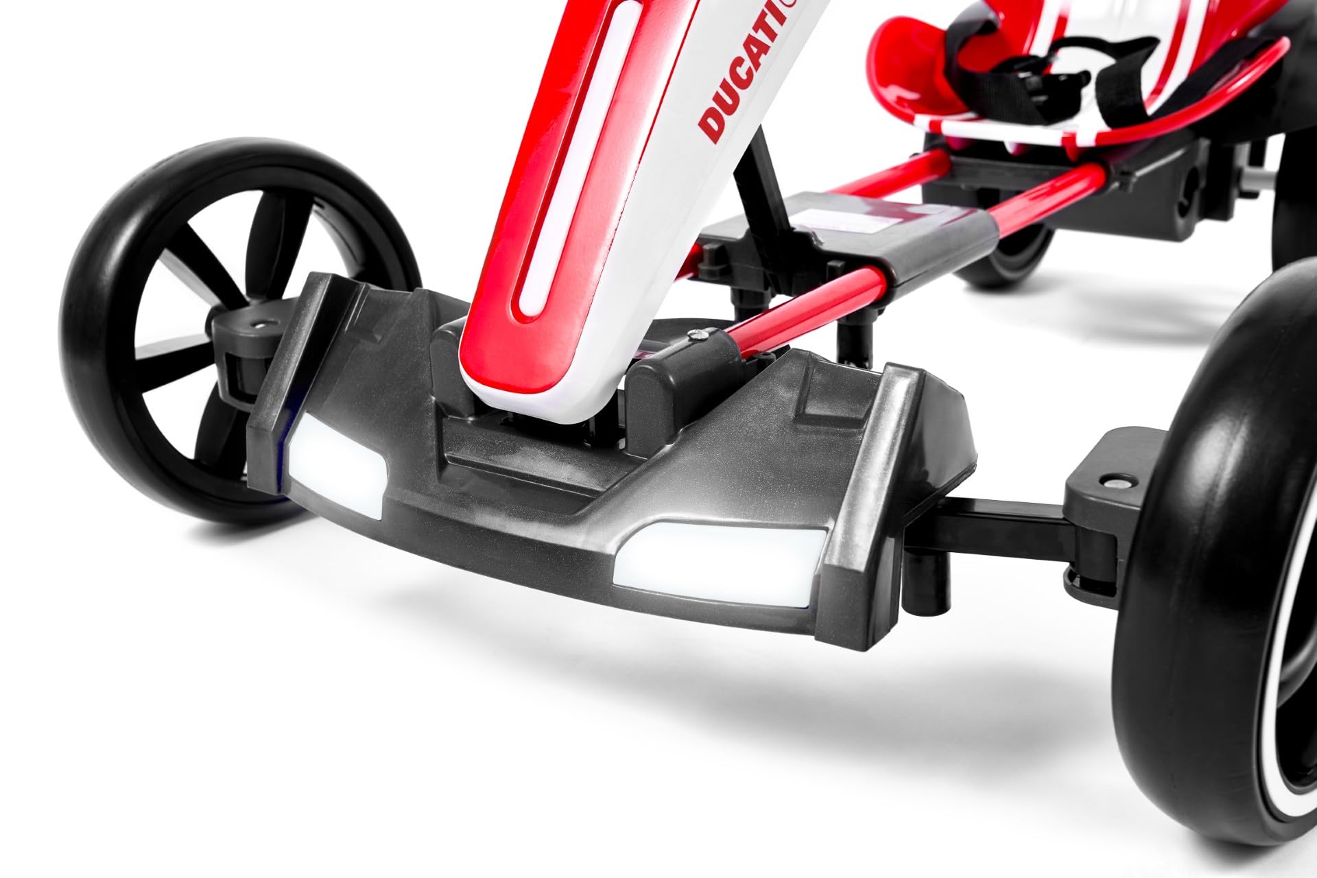 Ducati Corse Speed Kart - Kart elettrico per bambini e ragazzi pieghevole con luci e suoni, marcia avanti e indietro, 6 km/h, bianco e rosso
