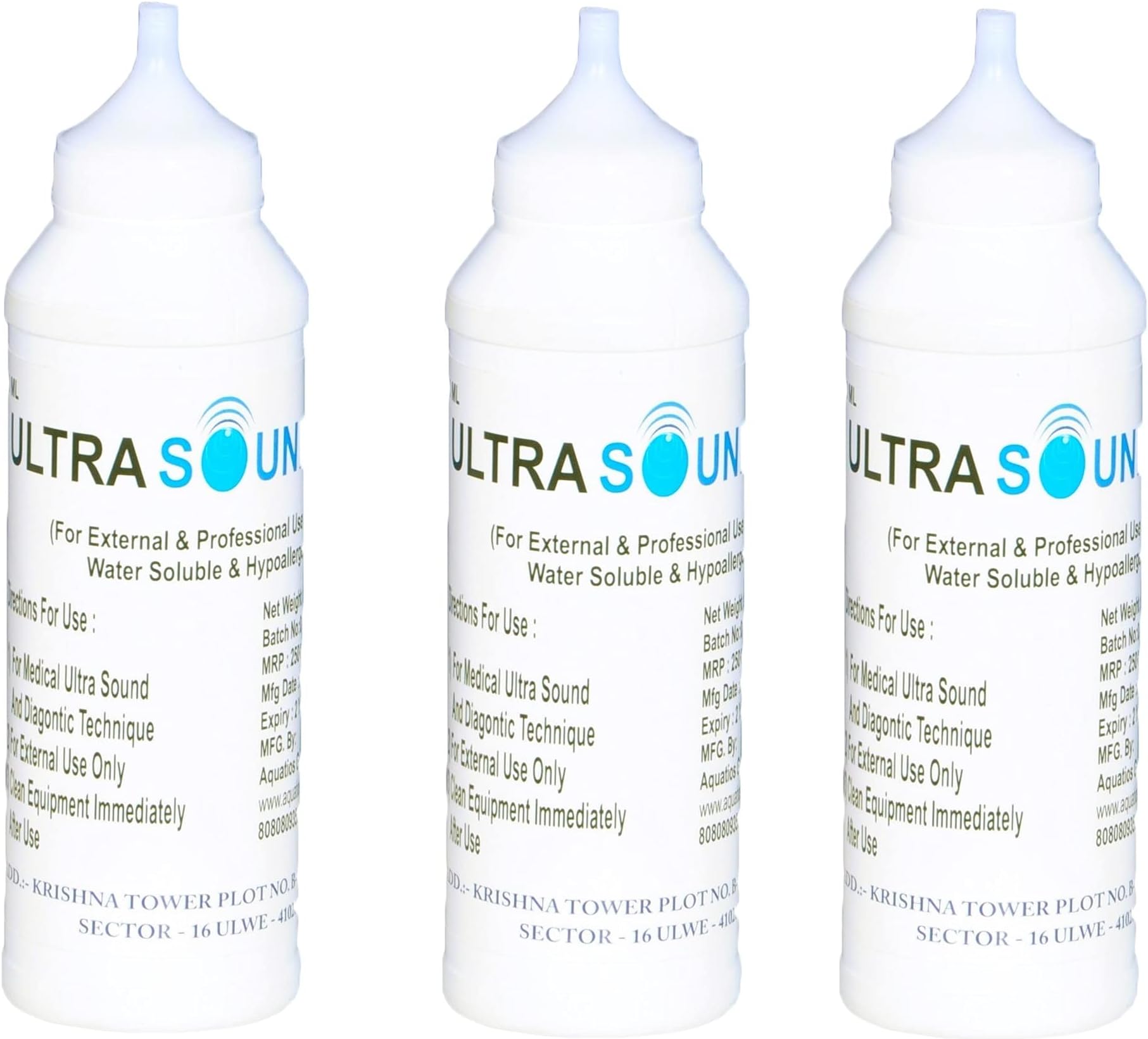 AQUATIOS GEL 250 ml Ultrasonic Gel for USG/ECG/Physio-therapy (Pack of 3)