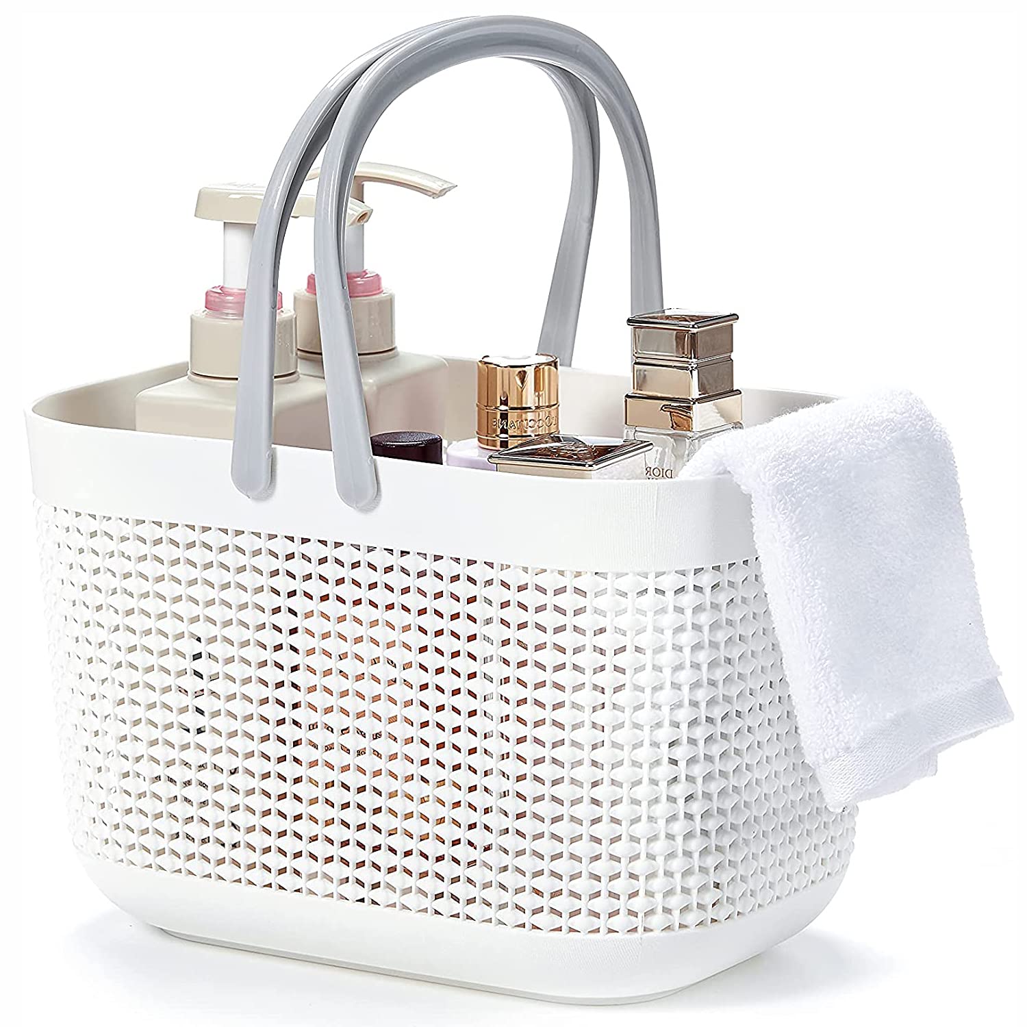 Angju Shower Caddy Basket Tote for College Dorm Room Essentials, Plastic Storage Basket with Handles Portable Organizer bins for Kitchen Bathroom Bedroom Toiletry Laundry Garden Pool Beach