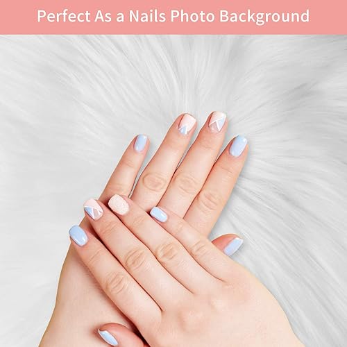 Miniatura 6 de Alfombra redonda de piel de oveja sintética de 12 pulgadas, esponjosa, tamaño pequeño, apto para fotografiar fondo de joyas (blanco) Rojo claro,