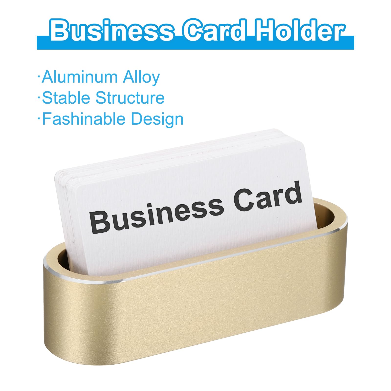 PATIKIL Business Card Holder for Desk Metal Name Card Display Organizer Aluminum Alloy Desktop Card Stands for Office Desk Organization Champagne Gold - Image 3