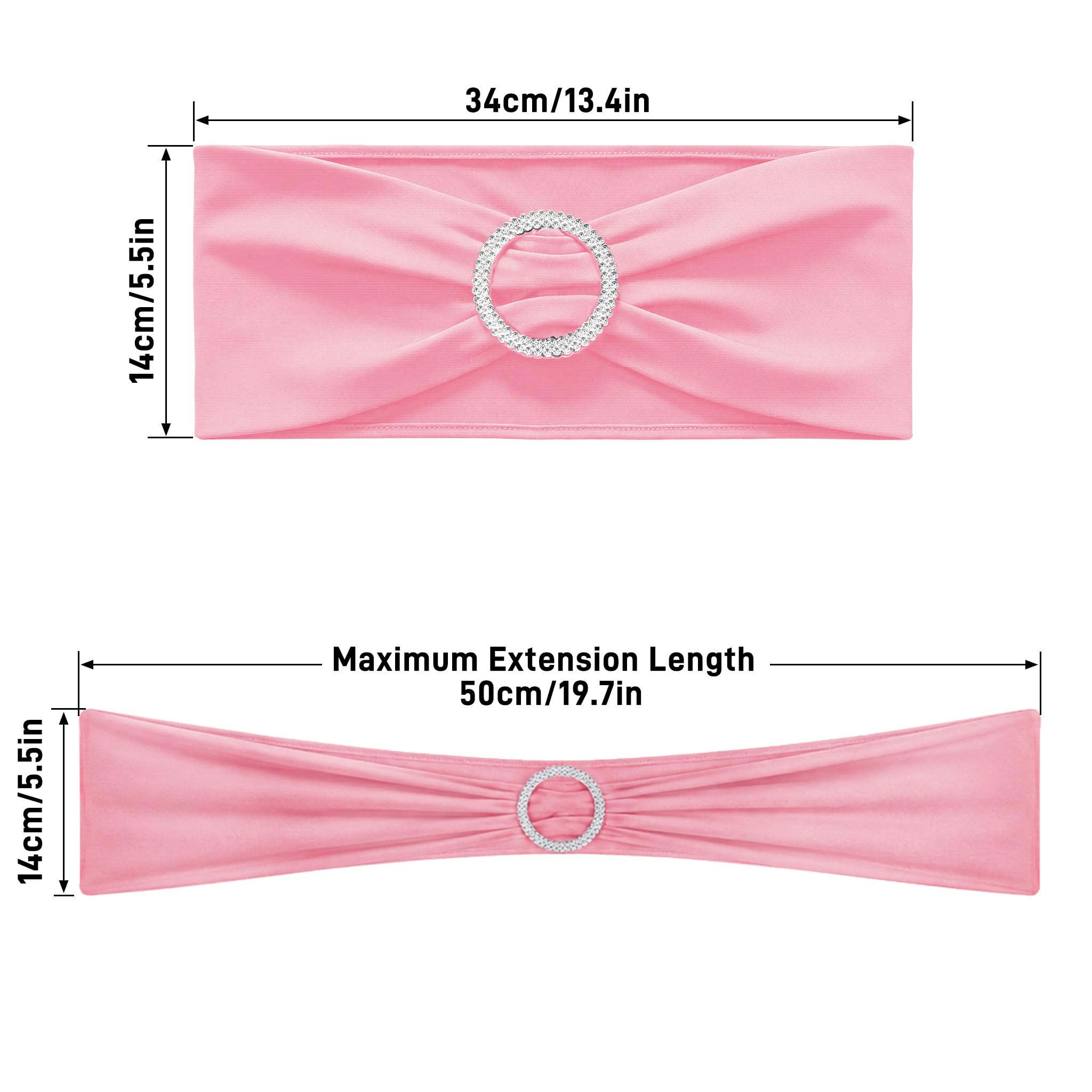 NAIZY 30 Stück Stuhlschleifen Stretch-Elastik Stuhlhussen mit Diamant Schnalle Polyester Stuhl Deko Hochzeit für Bankette, Geburtstage (Rosa)