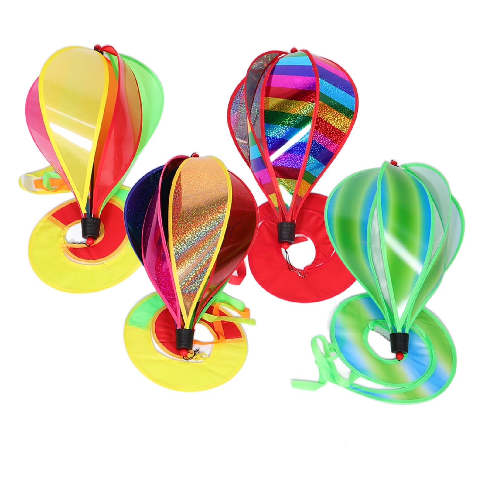 Girouette montgolfière extérieure : lot de 4 suspensions colorées pour jardin et terrasse