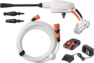 工進(KOSHIN) 18V 2.0Ah 充電式 洗浄機 ガンタイプ SJC-1820 バッテリー・充電器付 コードレス ショートガン 軽量 コンパクト 自吸 水道直結 洗車 ベランダ 清掃 ホワイト、ブラック