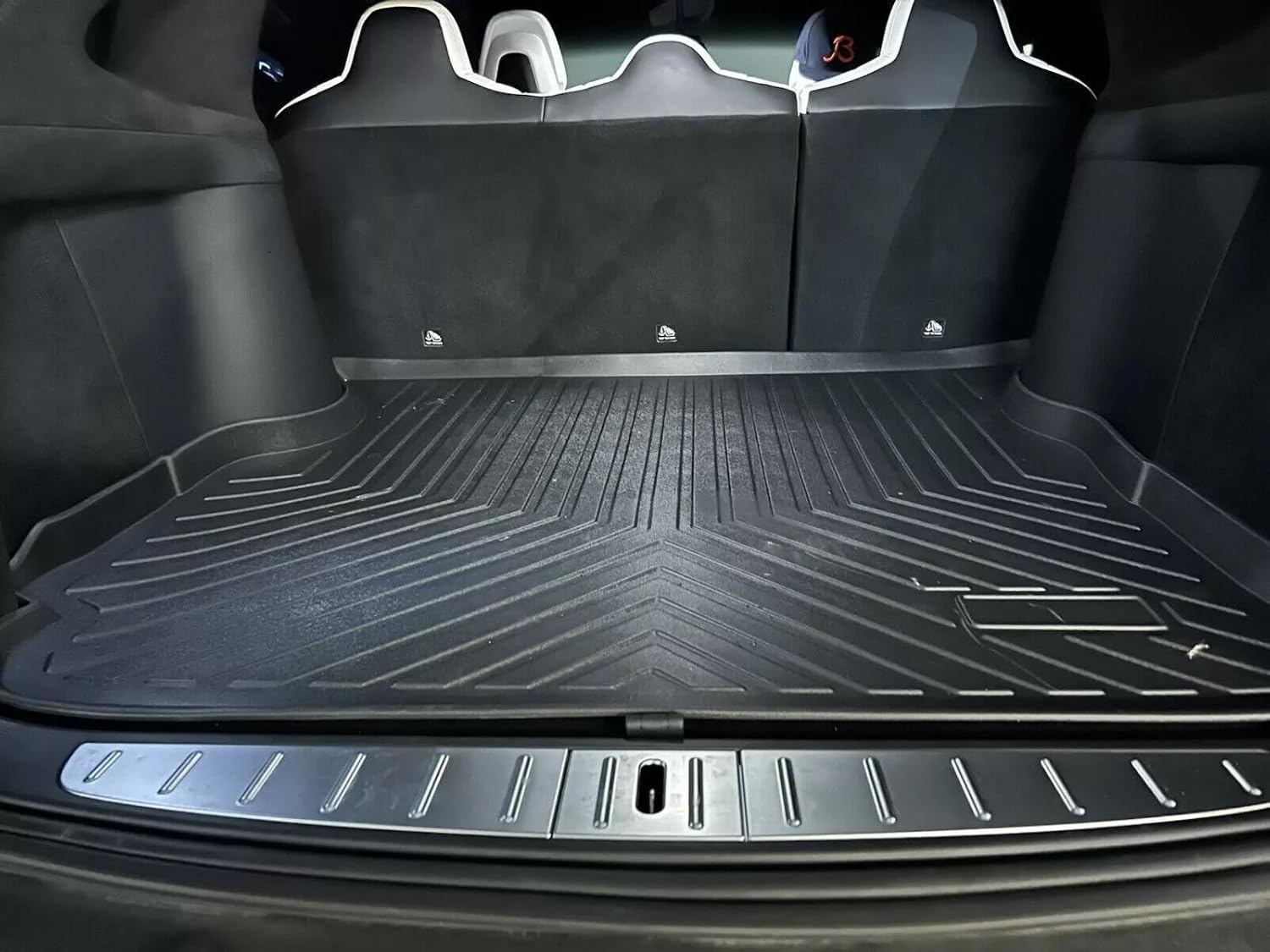 Cargo Liner—Trunk Mat for Tesla Model X 2016-2025 (Only for 5 Seat Model)—Weather-Resistant Trunk Mats for Car with Raised Lip—Non-Slip Car Trunk Mat Tray Pad Boot—Laser Pre-Cut Design