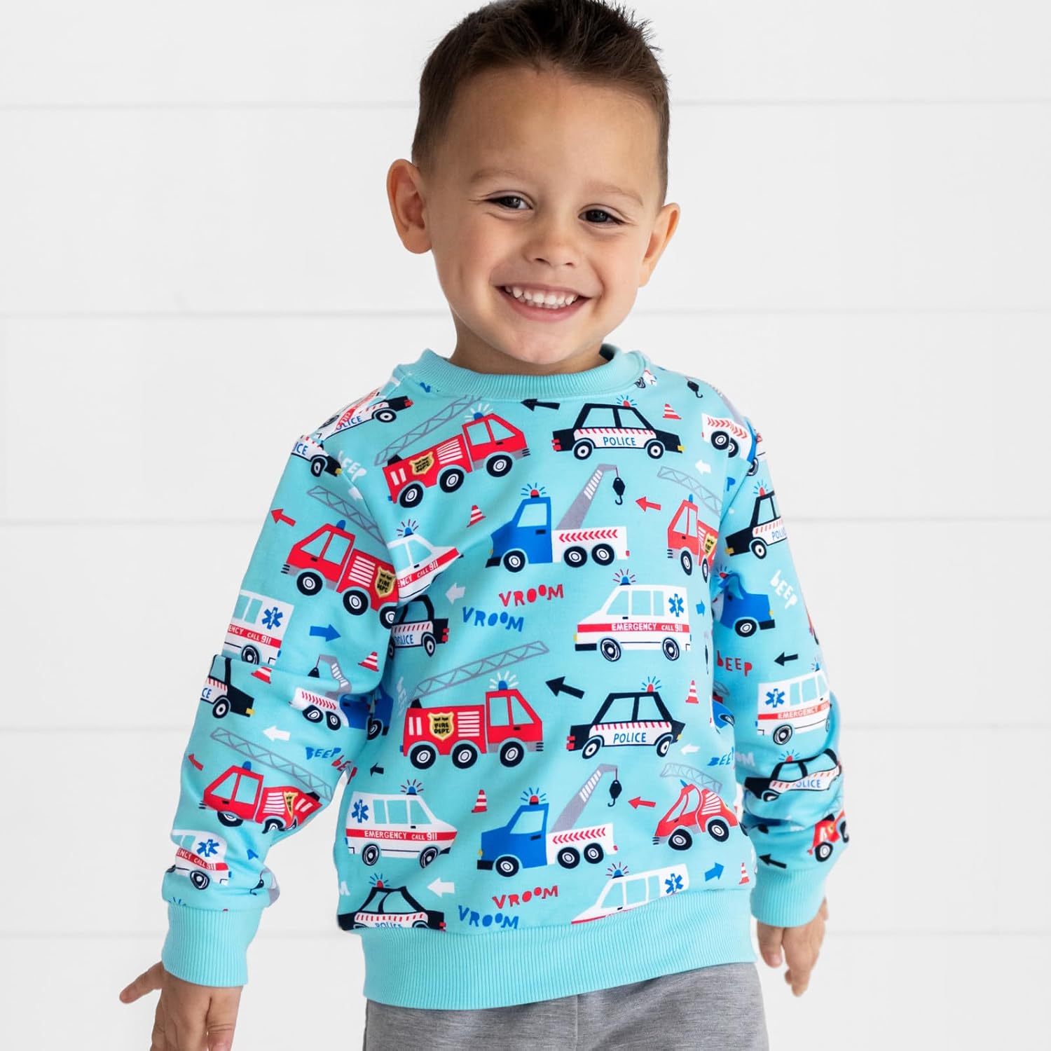 Little Sleepies Long Sleeve Crewneck Sweatshirt for Boys, Viscose from Bamboo
