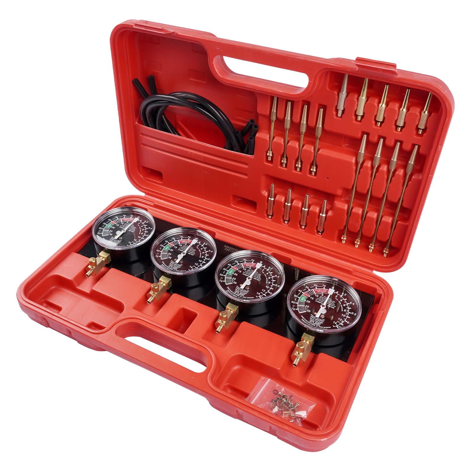 1Set Tester di sincronizzazione dei carburatori in Metallo Rosso 4 Orologi di sincronizzazione Tester di sincronizzazione