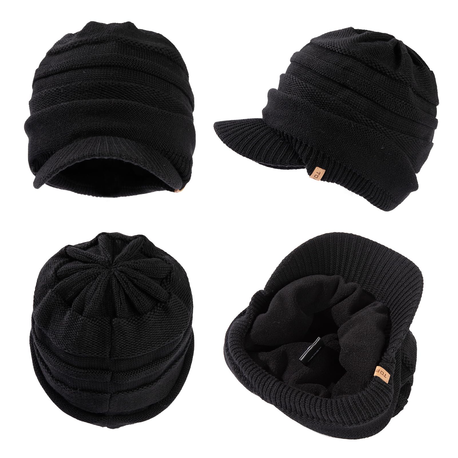 TOP-EX Bonnet d'hiver imperméable en laine mérinos avec doublure en polaire chaude pour temps froid, style unisexe