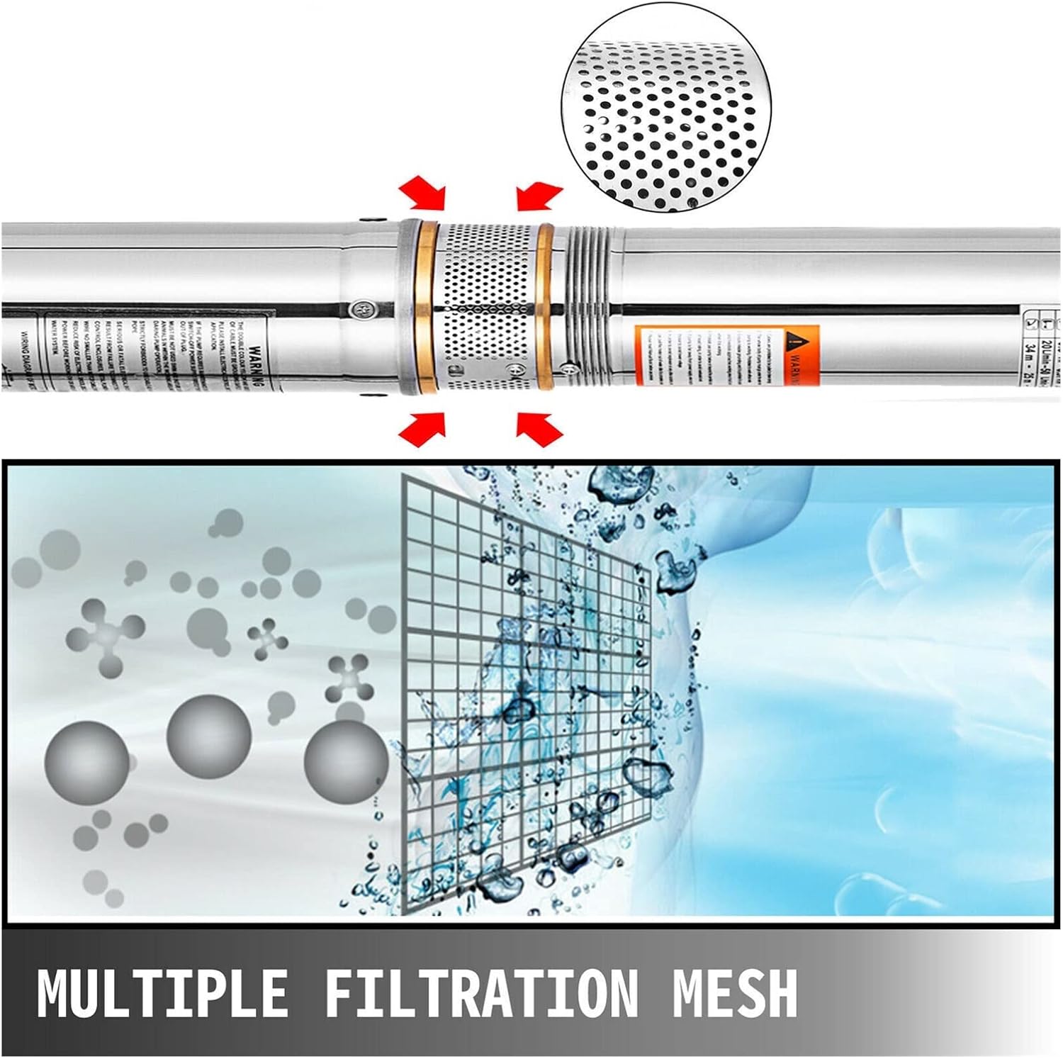 Mini Submersible Portable Electric Water Pump Deep Well Pump 0.75KW 4 Inch 1HP 5600L/H Submersible Pump AND 20M Cable