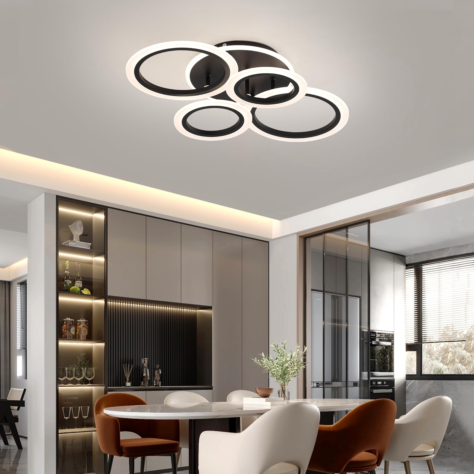 STCH Modern LED Ceiling Light with Remote Dimmable Semi Flush Mount Chandelier Ceiling Light Fixture for Dining Room Bedroom Hallway Kitchen — image 1