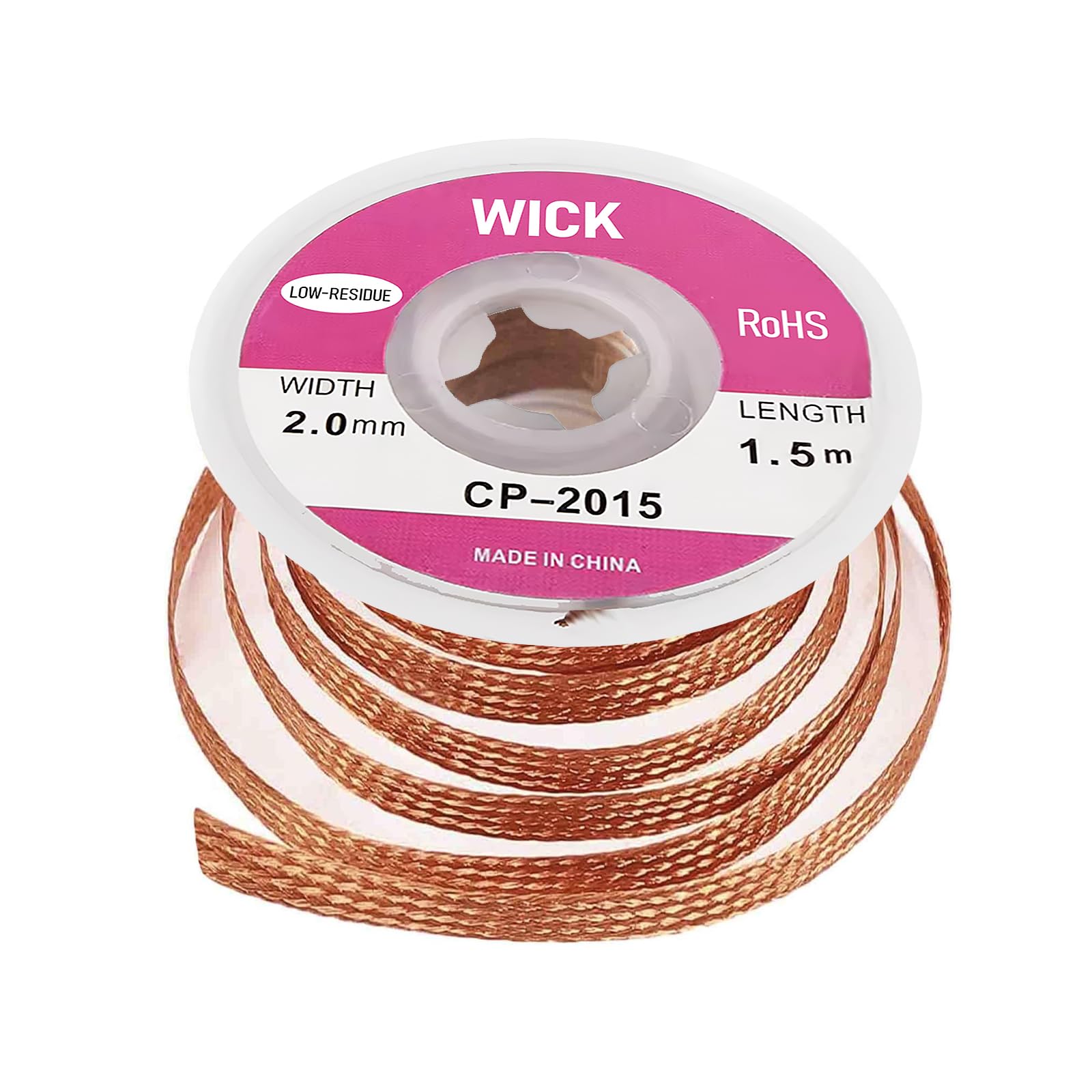 Pence & Moon Collective 1 Pcs Solder Wick, Ultra Absorbent Desoldering Copper Braid With No-Clean Flux For Pcb Repair & Electronics Diy (0.10" X 4.92')
