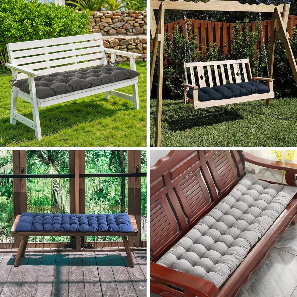 Cuscino impermeabile per panca da esterno, antiscivolo, spesso, 8/10 cm, cuscino per mobili da giardino, per terrazza e davanzale, grigio scuro, 200 x 50 x 10 cm, ideale per sedie a sdraio