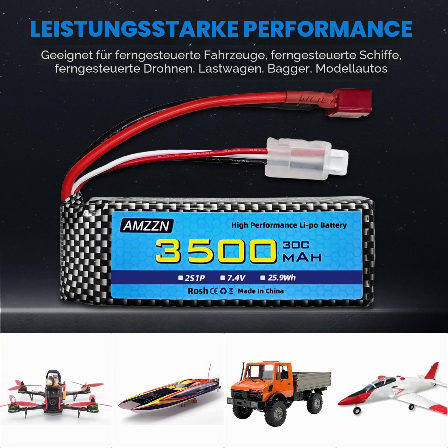 2PCS 7.4V 3500mah 30C 2S T Stecker Lipo Batterie mit 2-in-1 Ladegerät für MJX H16 H16P H16E H16GT H16BM H16DR H16PL 14301 Fernbedienung Auto, aktualisierte Batterie