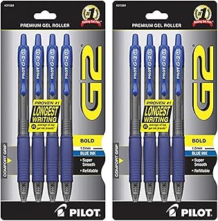 PILOT G2 Retractable Premium Gel Ink Roller Ball Pens Bold Point 4-Pack Blue Ink (31084) 2 Pack