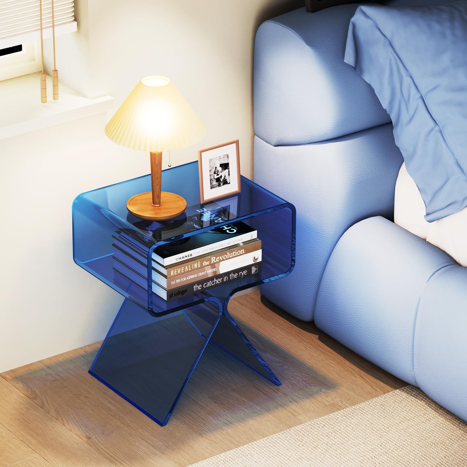 solaround Tavolino da Salotto in Acrilico, Tavolino da comodino, Tavolino per Soggiorno (Blu)