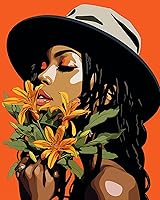 Vista 21 de Pintura por números de chica de moda negra para adultos principiantes mujer africana americana DIY pintura por números pintura acrílica en lienzo