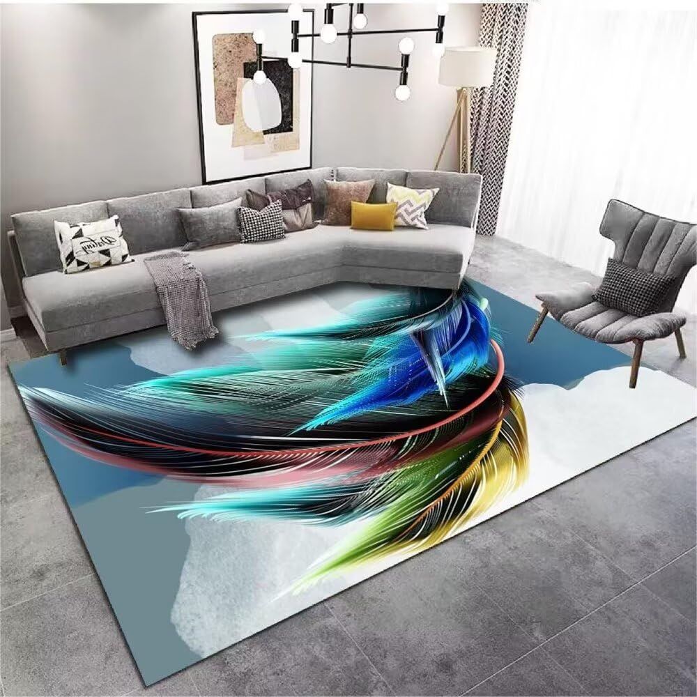 Alfombra decorativa azul y verde para dar calidez al cuarto infantil