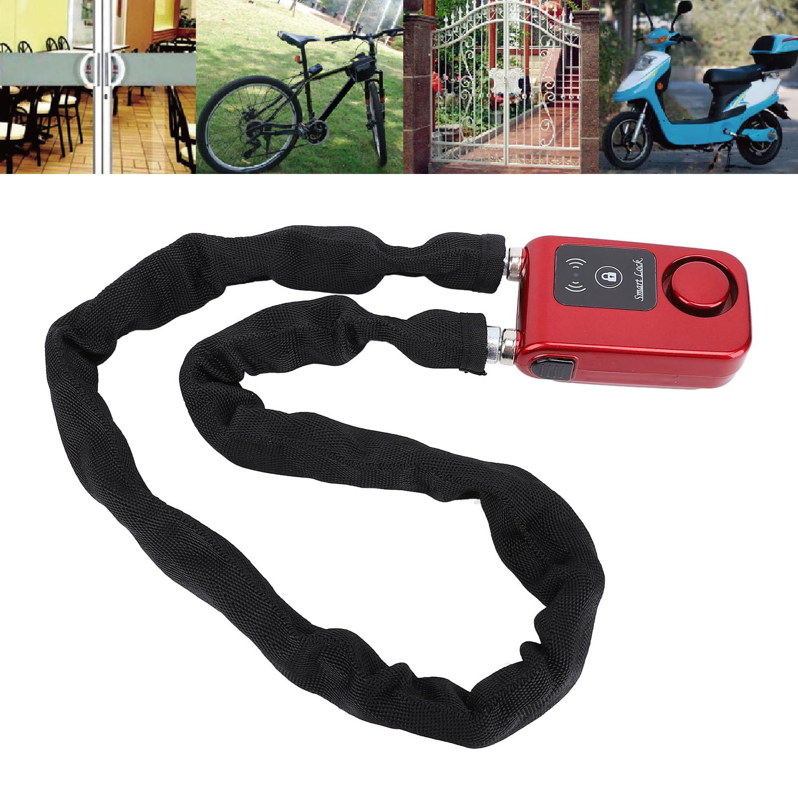 Lucchetto a Catena Bluetooth, Lucchetto per Bici con Controllo APP con Allarme a Vibrazione, Lucchetto per Bicicletta Impermeabile Senza Chiave, per Bici, Moto, Porta e Cancello