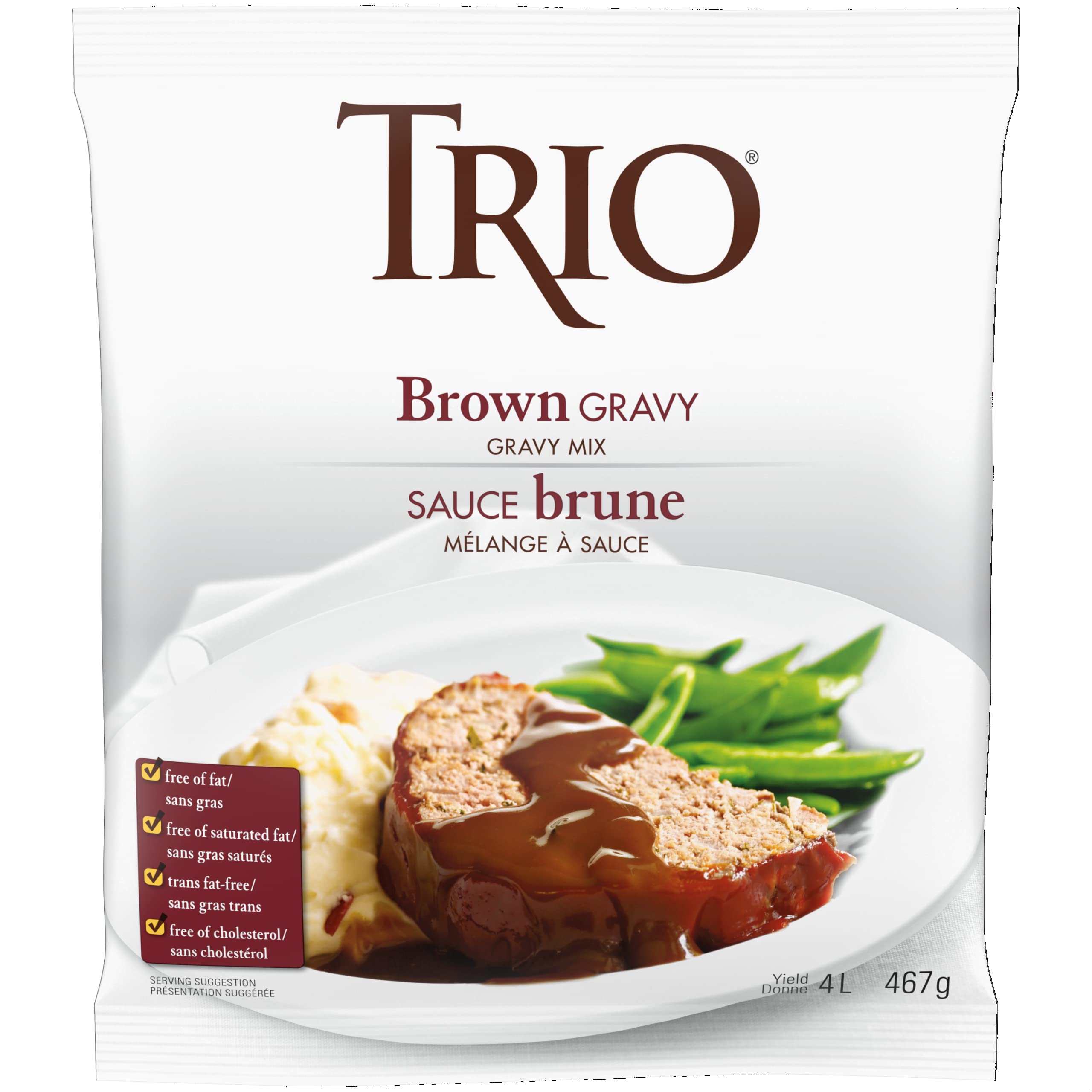TRIO Brown Gravy, Fat-free, Cholesterol Free, Instant Gravy Mix, 467g - 2