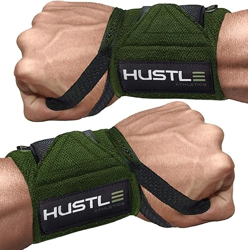 Vista 8 de Hustle Athletics Wrist Wraps for Weightlifting - 18" & 12" Premium Wrist Support Weight Lifting Wraps to Lift Heavier & Train Harder - Heavy Duty