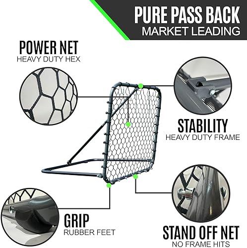 Miniatura 5 de QuickPlay Red de rebote de fútbol Pro (2 tamaños) - Red de rebote de fútbol, resistente, ángulo ajustable, con marco de acero galvanizado y pies