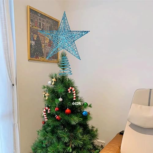 Miniatura 50 de BinaryABC Estrella para árbol de Navidad, adornos brillantes para decoración del árbol de Navidad, 7.9 in (plateado)